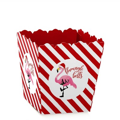 Big Dot of Happiness Flamingle Bells - Party Mini Favor Boxes - Tropical Flamingo Christmas Party Treat Candy Boxes - Set of 12