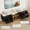 TV Stand with 4 Drawers, Modern Media Console for TVs Up to 75 Inch, Glass Door for Living Room, Black Wood TV Modern Entertainment with LED Ligh - 3 of 4