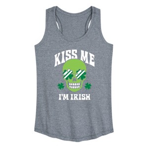 Women's - Instant Message - St. Patrick's Day Kiss Me I'm Irish Graphic Racerback Tank - 1 of 4