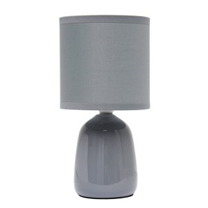 10.04" Traditional Ceramic Thimble Base Bedside Table Desk Lamp with Matching Fabric Shade - Simple Designs - 1 of 4