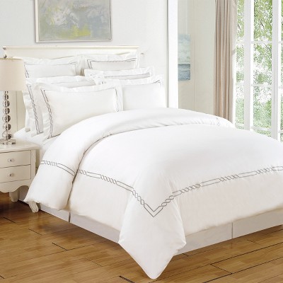 Modern Embroidered Infiniti Loop Cotton Duvet Cover and Pillow Sham Set - Blue Nile Mills