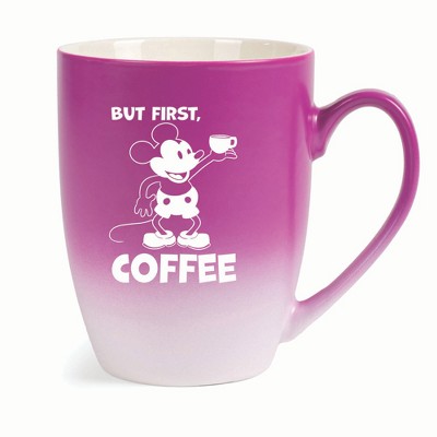 Elanze Designs But First Coffee Two Toned Ombre Matte 10 ounce New Bone China Coffee Tea Cup Mug, Pink and White