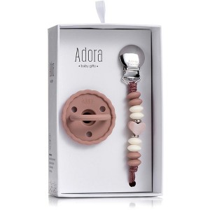 Baby Soother Silicone Pacifiers & Coordinating Mini Clip – Scalloped/Classic Design Infants Self-Soothing & Comforting Gift Set of 2 for Newborns - 1 of 4