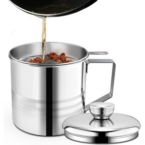 Stainless Steel Bacon Grease Saver with Fine Mesh Strainer, 2L Oil Container with Dust-Proof Lid - 1 of 4