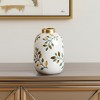 HomeRoots 9" White Green And Gold Leaf Round Ceramic Table Vase - 2 of 4