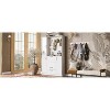 Vynxaria 51.1" 3-in-1 Entryway Bench with Shoe Cabinet, Mirror, and Hooks - 3 of 4