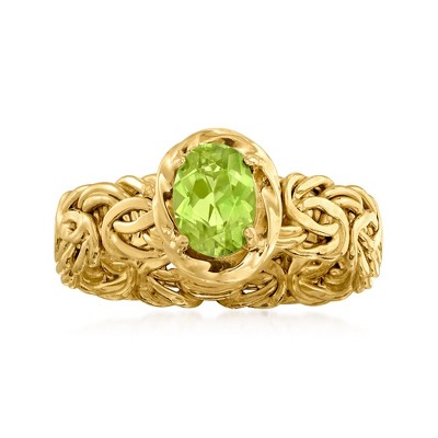 Ross-Simons 0.80 Carat Peridot Byzantine Ring in 18kt Gold Over Sterling
