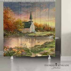 Thomas Kinkade Chapel of Reflection Shower Curtain - Multicolored - 1 of 1