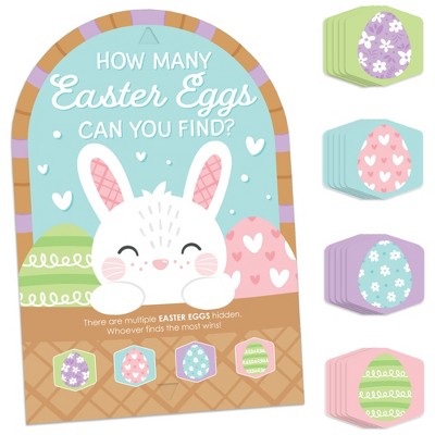 Big Dot of Happiness Spring Easter Bunny - Happy Easter Party Scavenger Hunt - 1 Stand and 48 Game Pieces - Hide and Find Game