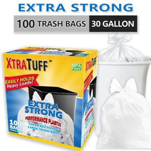 Boxs Of 100 Bags 30 Gallon White Disposable Large Trash Bags For Large Kitchen Trash Can, Hefty Ultra Strong 100 Count 113.5L Multipurpose Supplies - 1 of 4