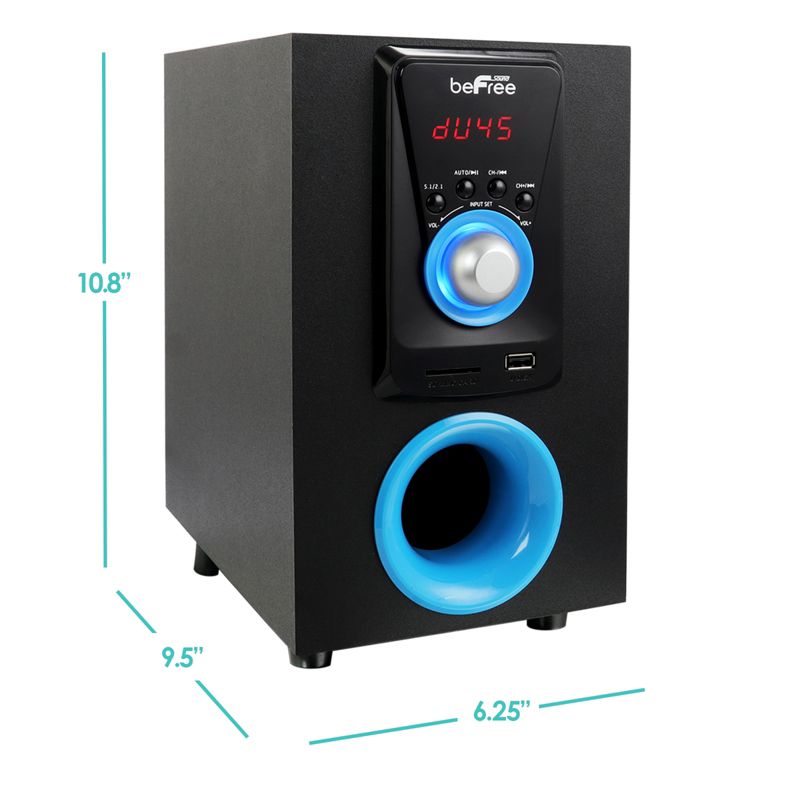 beFree Sound 5.1 Channel Bluetooth Surround Sound Speaker System in Blue, 4 of 7