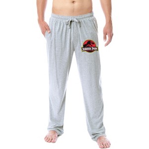 Jurassic Park Mens' Dinosaur Film Movie Title Logo Sleep Pajama Pants Grey - 1 of 3