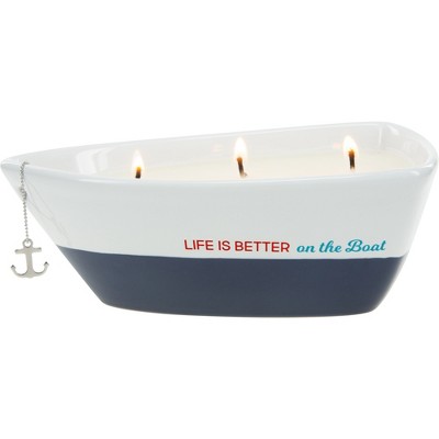 Pavilion Gift Company - On the Boat - Triple Wick 10 oz Soy Wax Candle Scent: Tranquility - Flame Candles