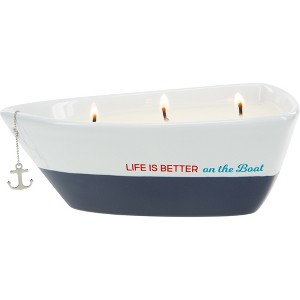 Pavilion Gift Company - On the Boat - Triple Wick 10 oz Soy Wax Candle Scent: Tranquility - Flame Candles - 1 of 4