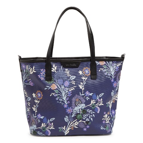 Vera Bradley Women's Coated Canvas Small Every Day Tote Bag Garden Masquerade Vines Shadow Blue
