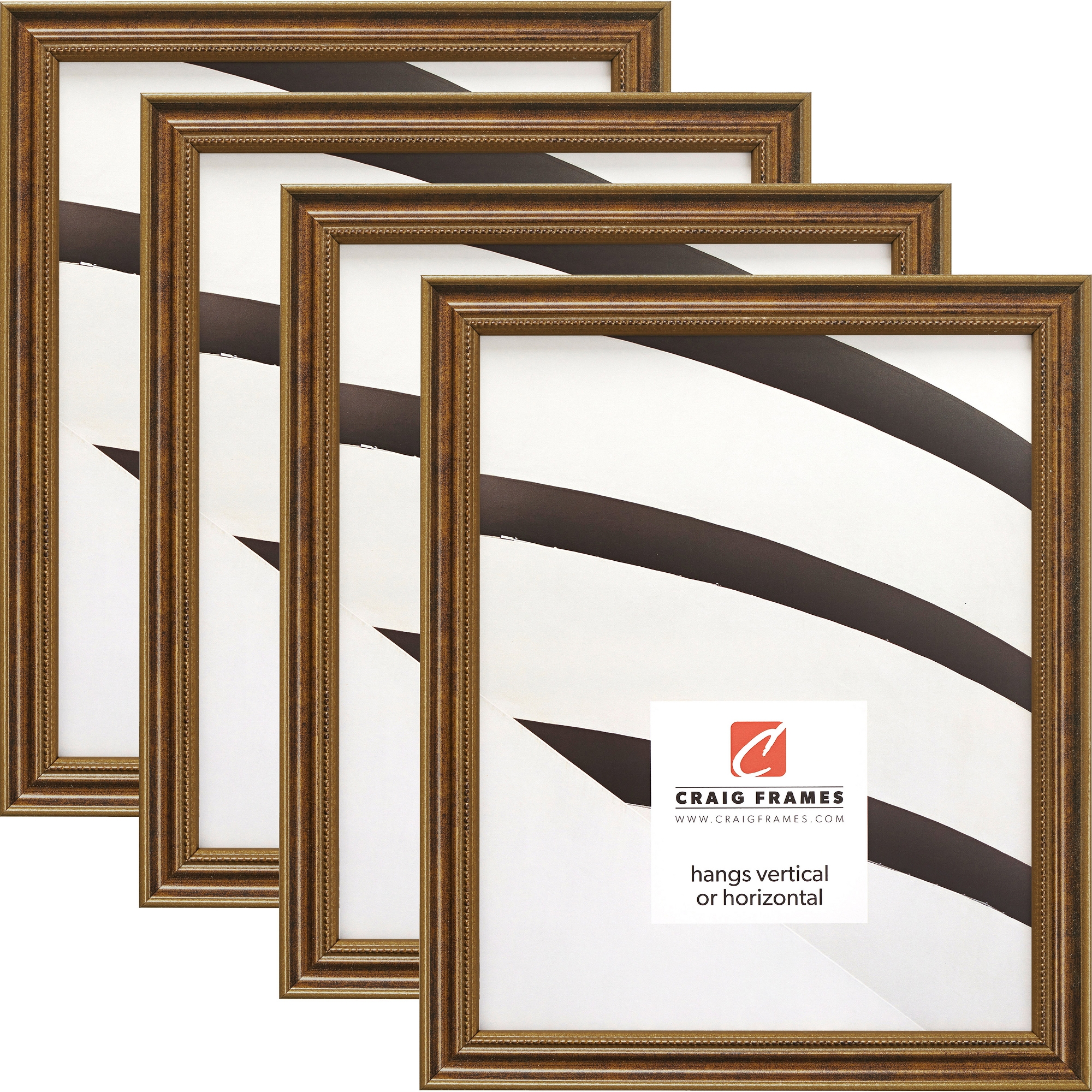 Craig Frames 8x10 Inch Picture Frame, Aged Bronze, Stratton Style, 0.75" Wood Moulding, Metallic Finish, Glass Facing and Hanging Hardware