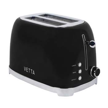 VETTA 2-Slice Extra-Wide-Slot Retro Toaster, Stainless Steel (Black)