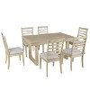 Modern 7-Piece Rubber Wood Extendable Dining Table Set with Upholstered Chairs, Expandable Kitchen Table for Dining Room-Maison Boucle - 3 of 4