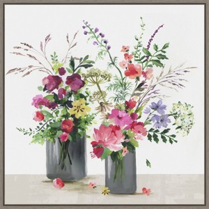 22" x 22" Glass Florals by Asia Jensen Framed Canvas Wall Art Print - Amanti Art: Botanical Print, Home Decor - 1 of 4