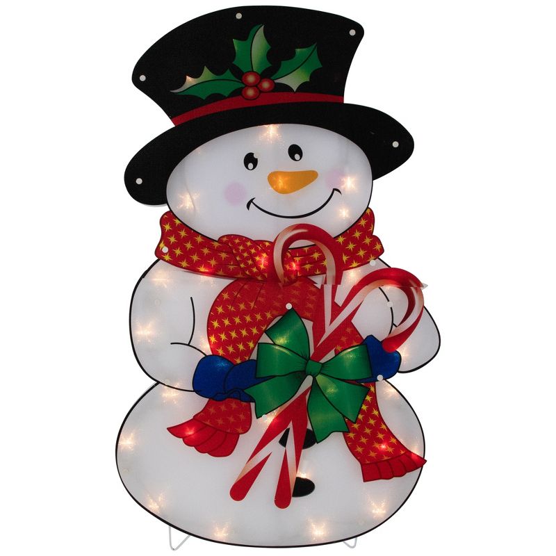 Northlight 30.5" Lighted Snowman with Candy Canes Christmas Outdoor Decoration, 3 of 6