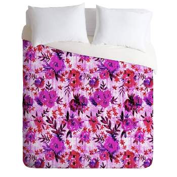 Queen/Full Schatzi Brown Marion Floral Comforter Set Bright Pink -  Deny Designs