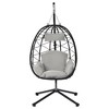 TiramisuBest Wicker Hanging Egg Chair with Stand – Indoor/Outdoor Swing Hammock Chair for Bedroom/Living Room/Balcony (Beige) - 4 of 4
