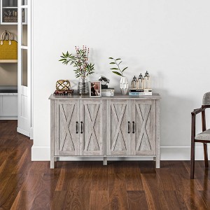 NicBex 4-Doors Sideboard,Kitchen Storage Cabinets with 4 Doors and Adjustable Shelves for Kitchen and Dining Room,White/Gray/Brown - 1 of 4