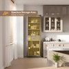 66.5'' Farmhouse Tall Storage Cabinet, Slim 5-Tier Wooden Bookcase with 2 Glass Doors & Drawer, Multi-Purpose Pantry Organizer for Kitchen - 3 of 4