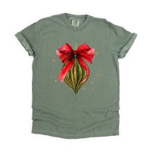 Simply Sage Market Women's Coquette Christmas Ornament Short Sleeve Garment Dyed Tee - 1 of 4