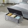 GDFStudio York Upholstered Faux Leather Storage 38" Ottoman with Crystal Button - 2 of 4