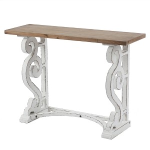 LuxenHome Vintage White and Natural Wood Console and Entry Table - 1 of 4