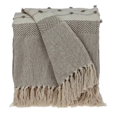 Parkland Collection,Ishan Eclectic Beige 52" X 67" Woven Handloom Throw