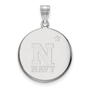 Black Bow Jewelry 14k White Gold Navy Midshipmen NCAA Large Pendant - 1 of 3