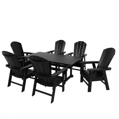 WestinTrends 7 Piece Outdoor Patio Dining Table and Adirondack Armchair Set
