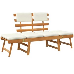Patio Bench with Cushions 2-in-1 74.8" Solid Acacia Wood - 1 of 4