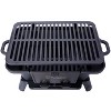 Oval/Rectanglar Cast Iron Outdoor Table Grill Charcoal Tabletop Griddle for Camping,Parties,Portable BBQ Enamel-Coated Skillet with Grab Handle - 3 of 4