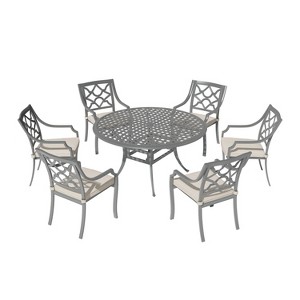 Mondawe 7 Pieces Cast Aluminum Outdoor Patio Dining Set included Armchairs with Cushion - 1 of 1