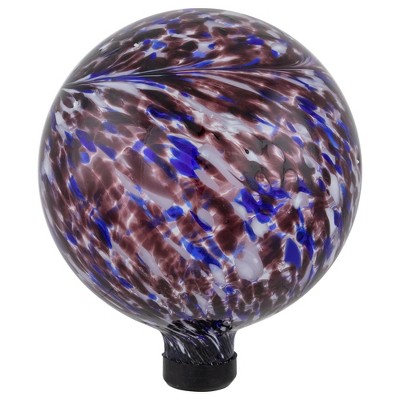 Purple and White Swirl Glass Garden Gazing Ball, 10-inch