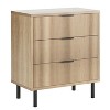 2 Set Fluted 3 Drawers Dresser,Chest of Drawers with Metal Legs,Wood Nightstand with Storage and Anti-Tipping Device,Drawer Organizer for Bedroom - 4 of 4