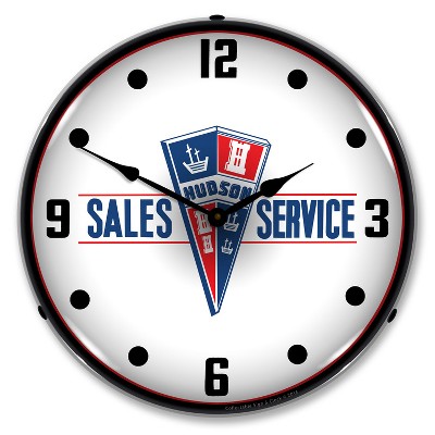 Collectable Sign & Clock | Hudson Sales and Service LED Wall Clock Retro/Vintage, Lighted