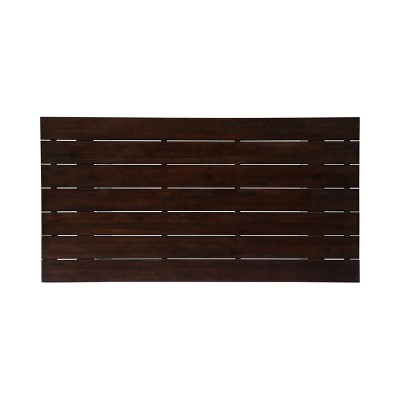 Rustic Dark Brown and White Acacia Wood Outdoor Dining Table