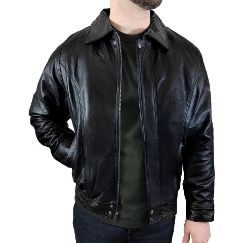 Victory Outfitters Men's Genuine Leather Bomber Jacket Black L
