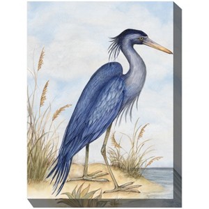 Cottage Garden West of The Wind Great Blue Heron Blue, Tan 30 x 40 Inch Waterproof Gallery Wrapped Canvas, Outdoor Garden, Yard, Patio All Weather - 1 of 2