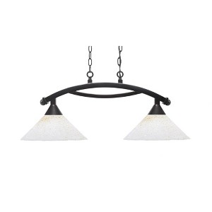 Toltec Lighting Bow 2 - Light Island Pendant Light in  Black Copper with 12" Gold Ice Shade - 1 of 1
