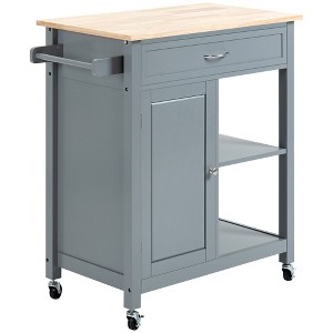 NicBex 1 Drawer Rolling Kitchen Island Cart with 1 Cabinet and 2 Open Shelves,Kitchen Island on Wheels with Towel Rack,Island Table for Kitchen - 1 of 4