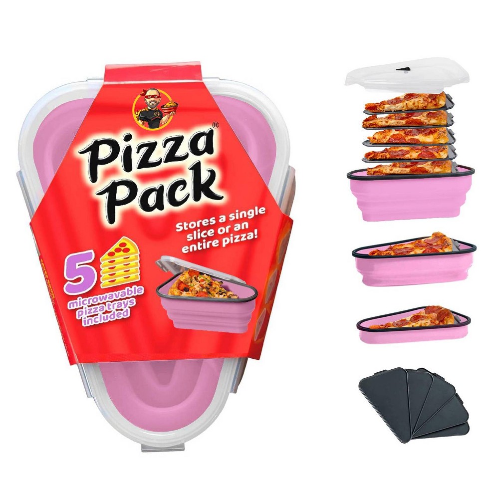 Photos - Food Container Pizza Pack Silicone Storage Container with Trays Pink: Dishwasher-Safe, 20 Volume, Silicone & Plastic, Food Storage