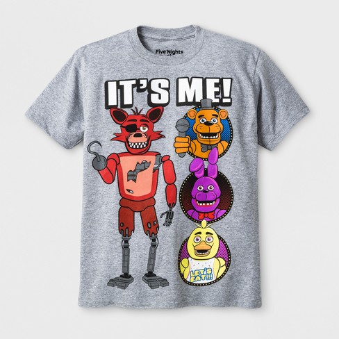 Boys Five Nights At Freddys Its Me Character Graphic T Shirt Athletic Heather - its me fnaf roblox song id