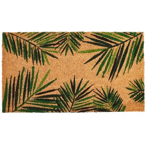 Juvale Tropical Theme Welcome Mat for Outdoor Entrance, Coconut Fiber Palm Leaf Plant Doormat for Front Porch, Patio - 1 of 4