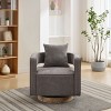 29"  Linen Blend Swivel Barrel Chair with Weathered Wood Base, Modern Open Back Accent Armchair for Living Room Bedroom-3irtyhousy - 3 of 4