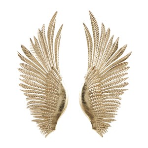 Set of 2 Metal Bird Wing Wall Decors with Textured Metallic Finish Gold - Olivia & May: Iron Crafted, Modern Style, Animal Artwork - 1 of 4